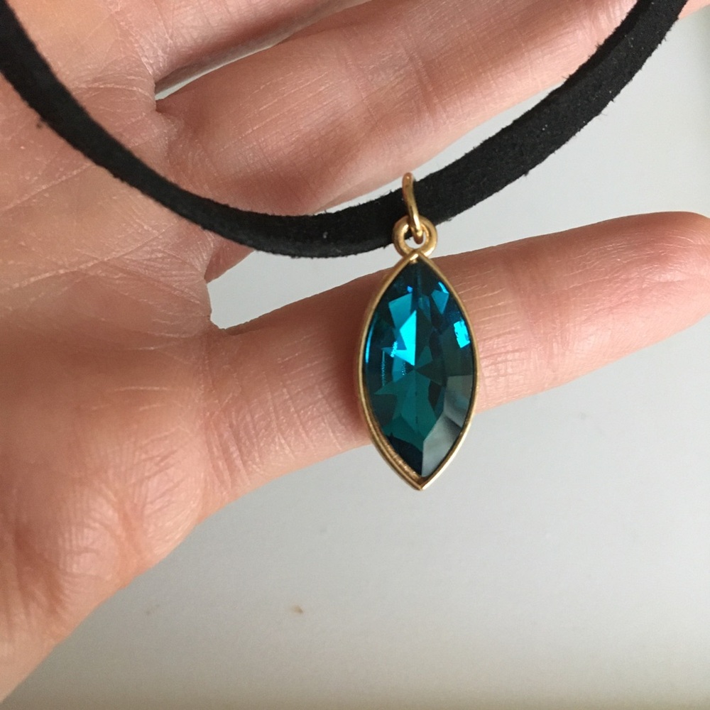 Blue Faux Stone Black Layered Choker Necklace Fashion Jewelry - Picture 5 of 9